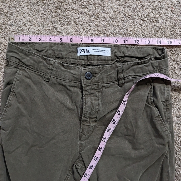 Zara Dark Olive Green Pants Size 30 Pockets - Picture 8 of 8